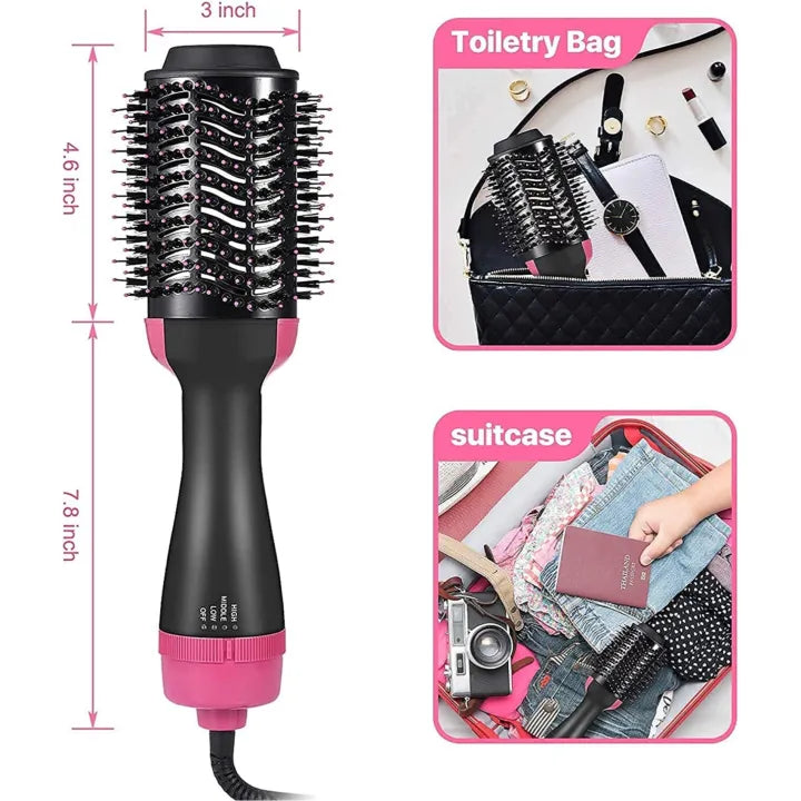 4-in-1 Blow Hair Dryer - Volumizer Brush, Straightening & Curl